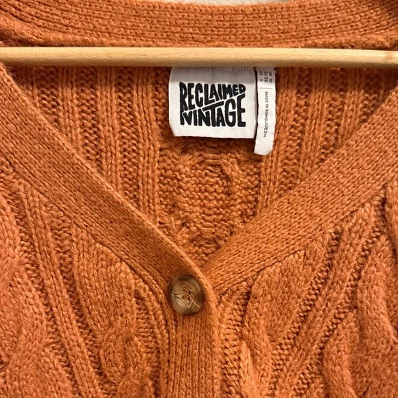 Reclaimed Vintage Rust Cable Knit Cardigan - Picture 5 of 7